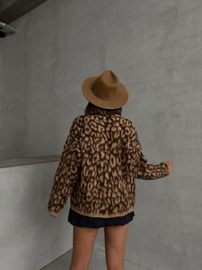 Topshow Coffee Leopard Knitwear Wholesale Cardigan | K-157 #5