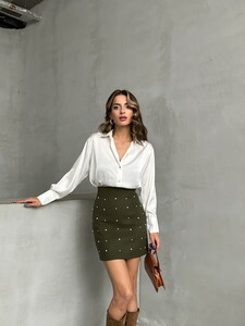 Topshow Khaki Dotted Wholesale Skirt #3