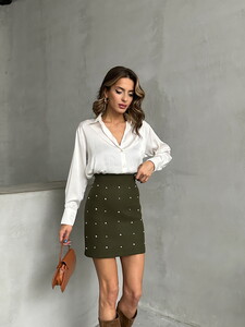 Topshow Khaki Dotted Wholesale Skirt #2