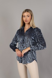 Topshow Blue Zebra Velvet Wholesale Shirts #3