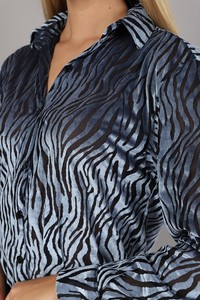 Topshow Blue Zebra Velvet Wholesale Shirts #4