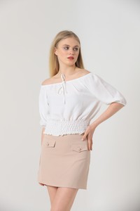 Topshow Cream Collar Tied Wholesale Blouse #3