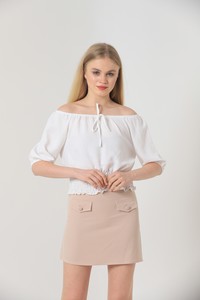 Topshow Cream Collar Tied Wholesale Blouse #2