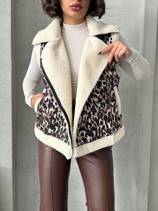 Topshow Leopard D Leopard Patterned Plush Wholesale Vest #3