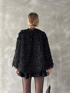 Topshow Black Fringed Plush Wholesale Jacket #5