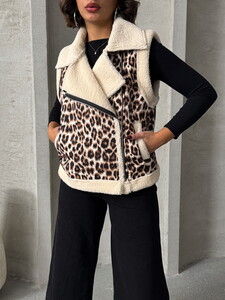 Topshow Leopard D1 Leopard Patterned Plush Wholesale Vest #4