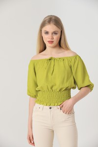 Topshow Pistachio Green Tie Collar Wholesale Blouse #3