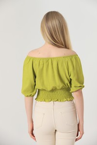 Topshow Pistachio Green Tie Collar Wholesale Blouse #5