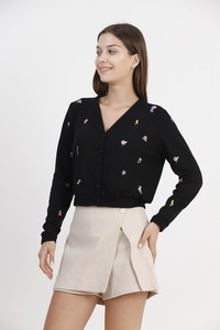 Topshow Black Embroidery Detailed Wholesale Cardigan #2