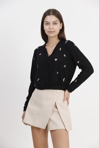 Topshow Black Embroidery Detailed Wholesale Cardigan #3