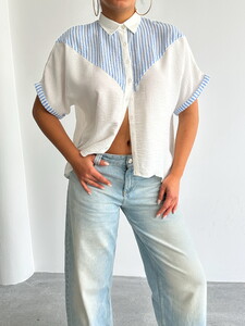 Wholesale Shirt with Stripe Detail - Light Blue | Topshow #4