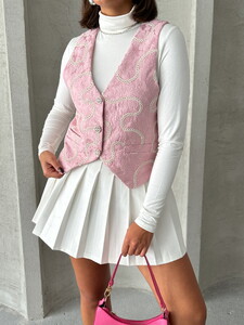 Topshow Pink Embroidered Wholesale Vest #4