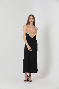 Long dress with black front embroidery #2