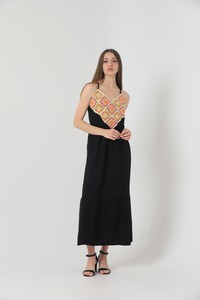 Long dress with black front embroidery #3