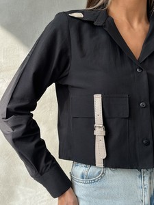 Topshow Black Wholesale Shirt with Pocket Detail #4