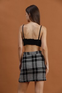 Topshow Black Checker Above Knee Plaid Wholesale Skirt #5