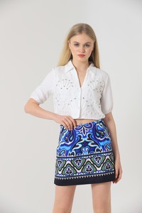 Topshow Blue Kilim Kilim Pattern Wholesale Skirt #1