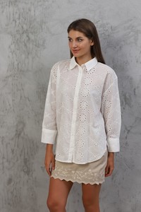 Cream Long Sleeve Poplin Shirt #1