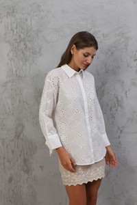 Cream Long Sleeve Poplin Shirt #3