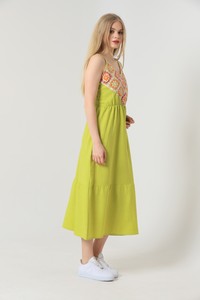 Peanut Green in front of the long dress with embroidery #3