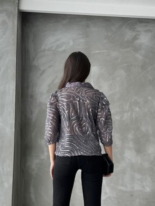 Topshow Gray Sequin Embroidered Tulle Wholesale Shirts #5