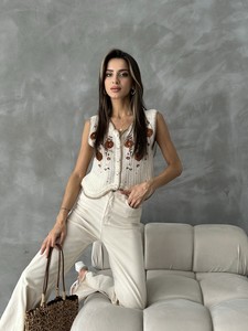 Topshow Stone Tile Embroidered Vest #3