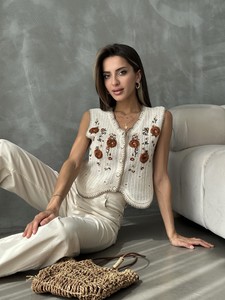 Topshow Stone Tile Embroidered Vest #2