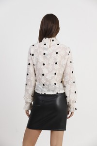 Topshow Cream Polka Dot Polka Dot Chiffon Wholesale Blouse #5