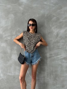 Topshow Small Leopard Leopard Printed Wholesale Blouse #3