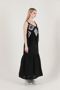 Topshow Black Black Fringed Long Wholesale Dress #3