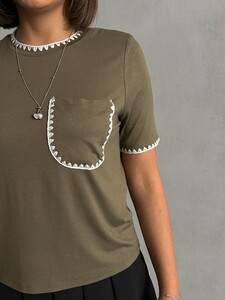 Topshow Khaki Shepherd Stitched Wholesale T-Shirt #4