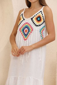 Topshow Cream Cream Fringed Long Wholesale Dress #4