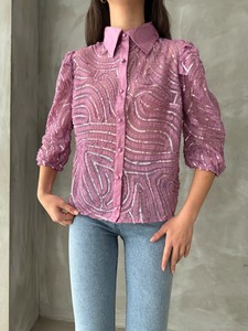 Topshow Lilac Sequin Embroidered Tulle Wholesale Shirts #2