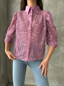 Topshow Lilac Sequin Embroidered Tulle Wholesale Shirts #3