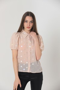 Topshow Powder Hologram Polka Dot Wholesale Shirt #1