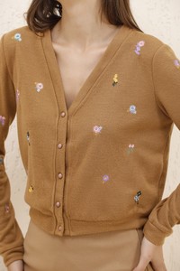 Topshow Camel Embroidery Detailed Wholesale Cardigan #4