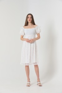 Topshow Cream Boat Neck Chest Gimped Wholesale Dress #2