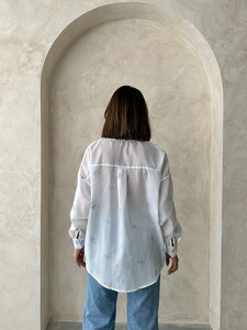 Embroidered Voile Wholesale Shirt - Blue | TOPSHOW #5