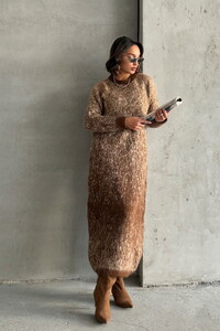 Topshow Tan Wholesale Knitwear Dress #1