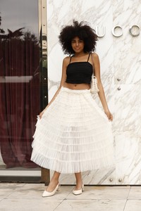 Topshow Cream Ruffled Wholesale Skirt #3