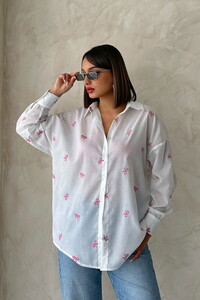 Topshow Pink Embroidered Voile Wholesale Shirt #1