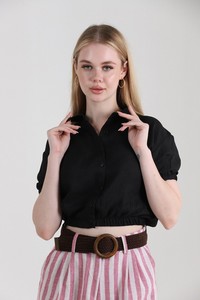 Topshow Black Wholesale Shirt with Laced Back #4