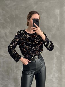 Topshow Siyah Renkli   Pullu Renkli Bluz #3