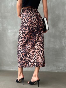 Topshow Big Leopard Leopard Patterned Long Pencil Skirt #5