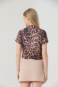 Topshow Leopard Wholesale Shirt with Drawstring at Belly #5