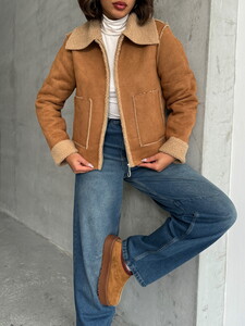 Topshow Tan Suede Plush Wholesale Coat #4