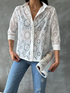 Topshow Cream Embroidery Wholesale Shirts #4