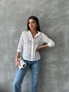 Topshow Cream Embroidery Wholesale Shirts #3