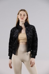 Topshow Black Stand Collar Quilted Zipper Wholesale Coat #3