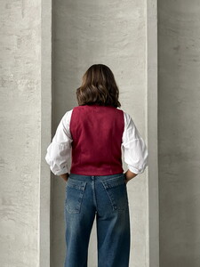 Topshow Burgundy Suede Wholesale Vest #5